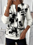 Women's Abstract Print Casual Zip-Up Long Sleeve Sweatshirt