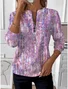 Women's Geometric Gradient Long Sleeve Center Front Zip Casual Sweatshirt Regular Top