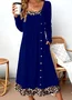 Color Block Casual Dress With No