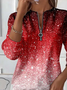 Women's Christmas Sequin Print Casual Zipper Long Sleeve Sweatshirt