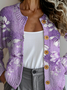 Floral Crew Neck Ethnic Loose Cardigan