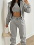 Women's Split Joint Plain Commuting Going Out Matching Outfit Khaki Casual Spring/Fall Multi-Piece Set Matching Set