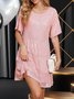 Women's Half Sleeve Summer darkgreen Plain Split Joint Crew Neck Daily Going Out Vintage Mini A-Line Tank Dress