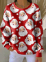 Women's Santa Print Casual Crew Neck Sweatshirt