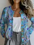 Crew Neck Knitted Ethnic Loose Cardigan