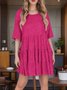 Women's Half Sleeve Summer darkgreen Plain Split Joint Crew Neck Daily Going Out Vintage Mini A-Line Tank Dress