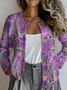 Crew Neck Knitted Ethnic Loose Cardigan