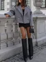 Shawl Collar Street Plain Loose Winter Fashion British Suit Collar Solid Color Woolen Coat
