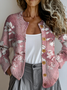 Floral Crew Neck Ethnic Loose Cardigan