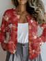 Striped Crew Neck Ethnic Loose Cardigan