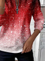 Women's Christmas Sequin Print Casual Zipper Long Sleeve Sweatshirt