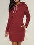 Women's Long Sleeve Spring/Fall Green Plain Split Joint Hoodie Daily Going Out Vintage Mini A-Line Tank Dress