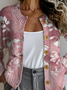 Floral Crew Neck Ethnic Loose Cardigan