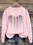 Women's Colorful Dog Heart Paw Print Casual Sweatshirt