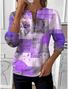 Loose Floral Crew Neck Simple Sweatshirt