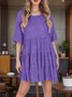 Women's Half Sleeve Summer darkgreen Plain Split Joint Crew Neck Daily Going Out Vintage Mini A-Line Tank Dress