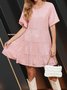 Women's Half Sleeve Summer darkgreen Plain Split Joint Crew Neck Daily Going Out Vintage Mini A-Line Tank Dress