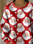 Women's Santa Print Casual Crew Neck Sweatshirt
