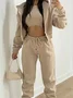 Women's Split Joint Plain Commuting Going Out Matching Outfit Khaki Casual Spring/Fall Multi-Piece Set Matching Set