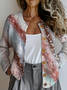 Crew Neck Peasant Gradient Pattern Cardigan