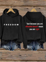 Women's freedom Print Casual Hoodie Sweatshirt
