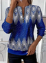 Women's Abstract Print Casual Zip-Up Long Sleeve Sweatshirt