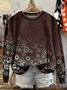 Printing Crew Neck Casual Abstract Sweatshirt