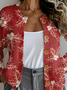 Striped Crew Neck Ethnic Loose Cardigan