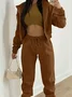 Women's Split Joint Plain Commuting Going Out Matching Outfit Khaki Casual Spring/Fall Multi-Piece Set Matching Set