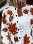 Casual Regular Fit Maple Leaf Crew Neck Cardigan