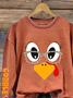 Women's Thanksgiving Turkey Print Casual Crew Neck Sweatshirt