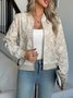 Ethnic Regular Fit Stand Collar Autumn And Winter New Jacquard Zipper Jacket Loose Temperament Commuting Casual Tops Women's Coat