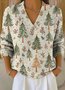Christmas Tree Casual V Neck Sweater