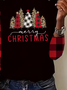 Women's Long Sleeve T-shirt Spring/Fall Black Christmas Printing Jersey Crew Neck Daily Going Out Casual Top