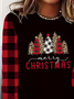 Women's Long Sleeve T-shirt Spring/Fall Black Christmas Printing Jersey Crew Neck Daily Going Out Casual Top