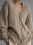 Thickened Imitation Mink Knitted Cardigan 2025 New Lazy Style Design Loose Temperament V-neck Sweater Cardigan