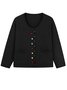 Casual Multicolor Block V Neck Loose Cardigan
