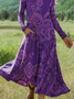 Loose Boho Multicolor Block Crew Neck Dress With No
