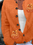 Casual Halloween Crew Neck Printing Cardigan