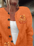 Casual Halloween Crew Neck Printing Cardigan