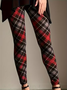 Women's Christmas Plaid Print Casual Leggings