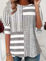 Women's Long Sleeve T-shirt Spring/Fall Gray Striped Jersey Crew Neck Daily Going Out Casual Tunic Top
