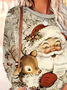 Women's Long Sleeve T-shirt Spring/Fall Oatmeal Christmas Printing Jersey Crew Neck Daily Going Out Casual Top