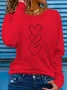 Women's Long Sleeve T-shirt Spring/Fall Red Christmas Printing Jersey Crew Neck Daily Going Out Casual Top