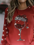 Women's Long Sleeve T-shirt Spring/Fall Red Christmas Printing Jersey Crew Neck Daily Going Out Casual Top