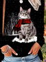 Women's Long Sleeve T-shirt Spring/Fall Black Christmas Printing Jersey Crew Neck Daily Going Out Casual Top