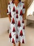 Loose V Neck Gradient Pattern Vintage Dress