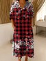 Loose V Neck Gradient Pattern Vintage Dress