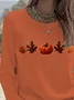 Women's Long Sleeve T-shirt Spring/Fall Orange Halloween (pumpkin) Printing Jersey Crew Neck Daily Going Out Casual Top
