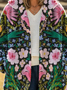 Women's Printed Casual Loose Cardigan Flannel Jacket